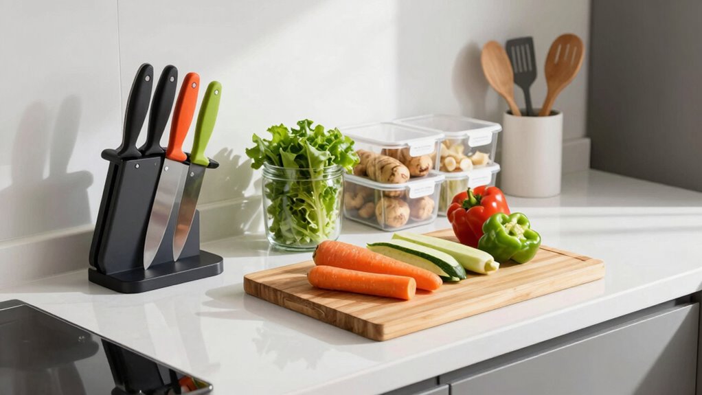 organize for quick vegetable preparation
