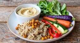 balanced vegan meal composition