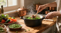 Lamb with peas and broad beans, caponata and vignarola: Conor Gadd’s recipes for Italian-style spring vegetables