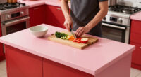 A “Lifeless” Kitchen Got A European-Style Redo With A Pink Island