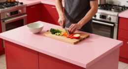 A “Lifeless” Kitchen Got A European-Style Redo With A Pink Island