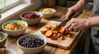 Roasted Sweet Potato, Black Bean, And Quinoa Salad